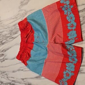 Boys Highland Swim Trunks Size 7 Red Blue Floral
